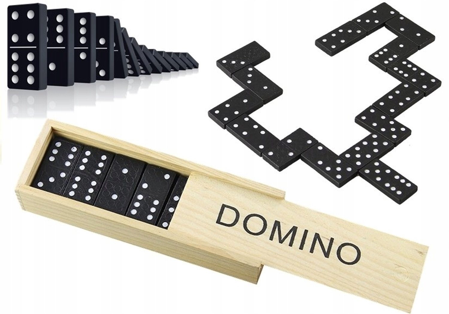 Houten Dominostenen Spel met Opbergdoos