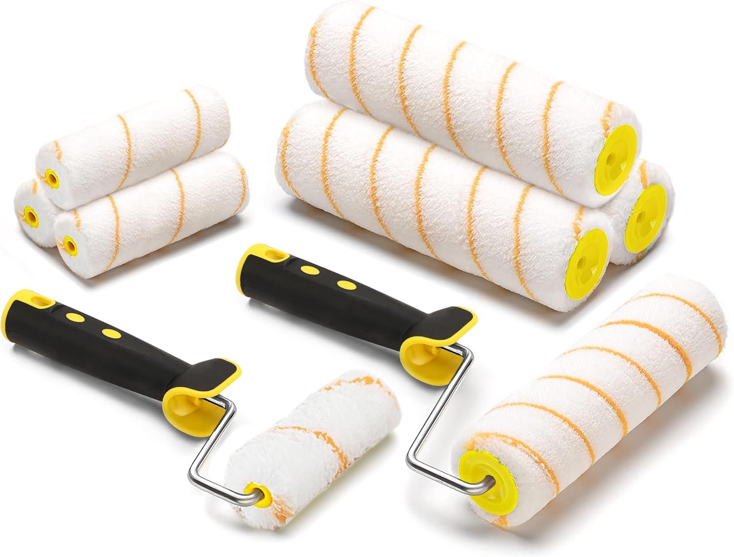 Verfroller set 8-delig - 6 verfrollers 18 cm / 11 cm - telescopische steel - ideaal voor thuisdecoratie - ShopVlot