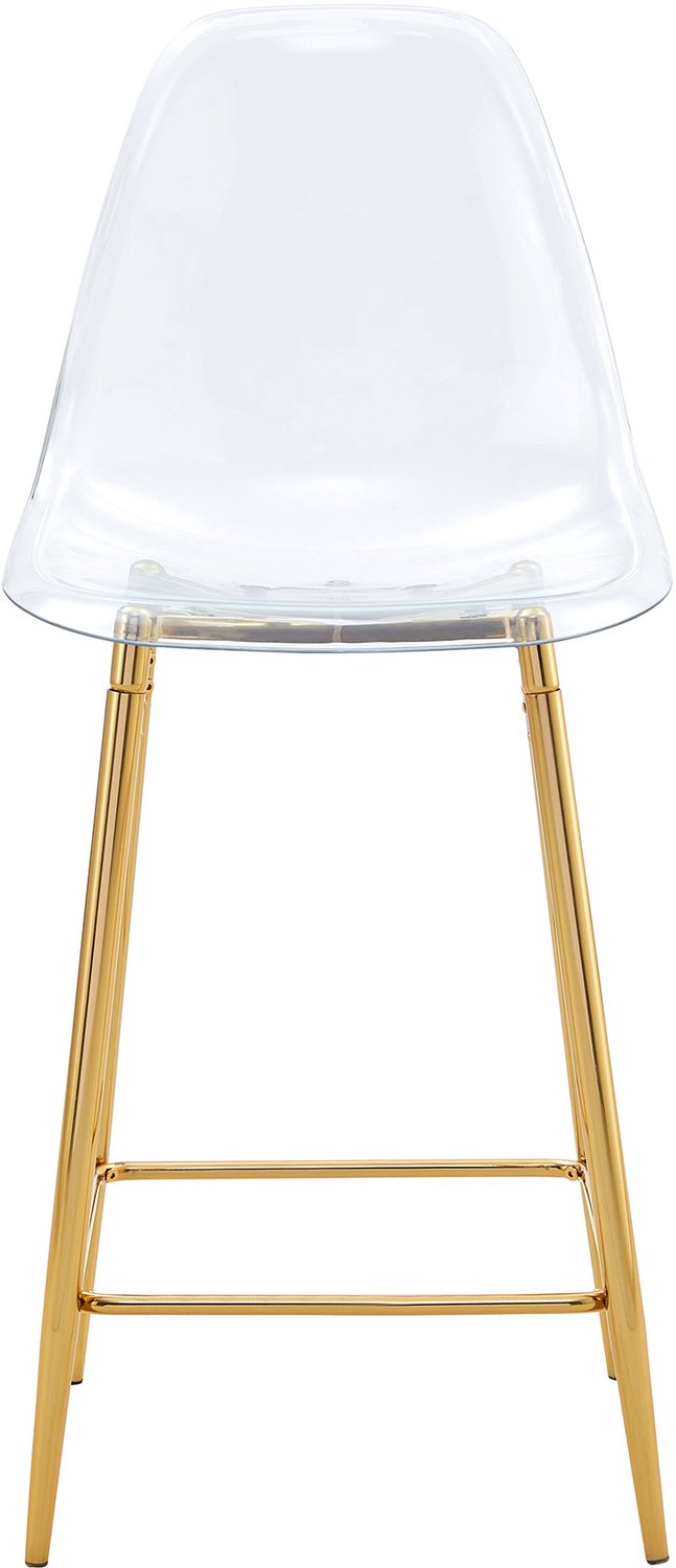 SONNENH Transparante barkrukken set van 4 - Kunststof zitting met rug - goudkleurig metalen frame - Zithoogte 65 cm