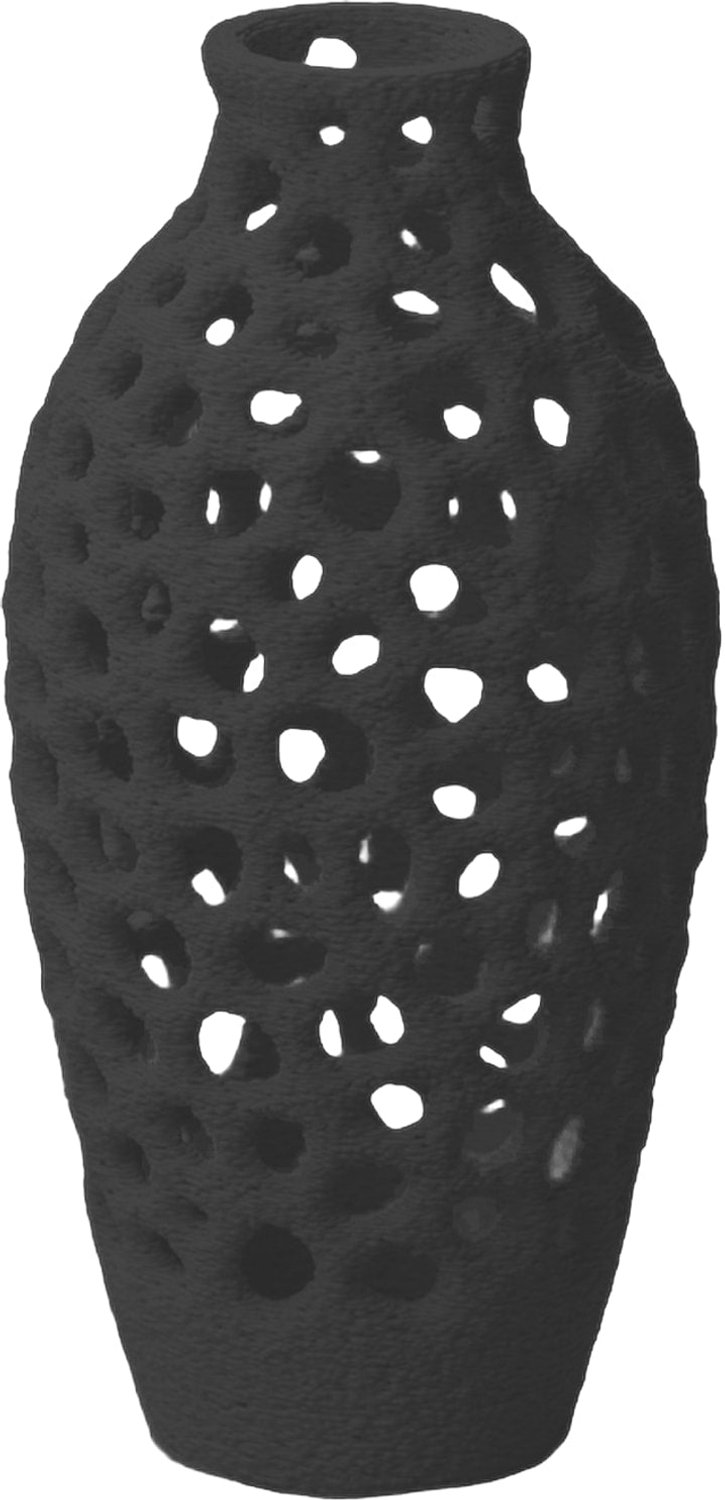 Layvo ULANI Vaas - Zwart - D13 x H25 cm - droogbloemen vaas - organische vaas - gerecycled plastic