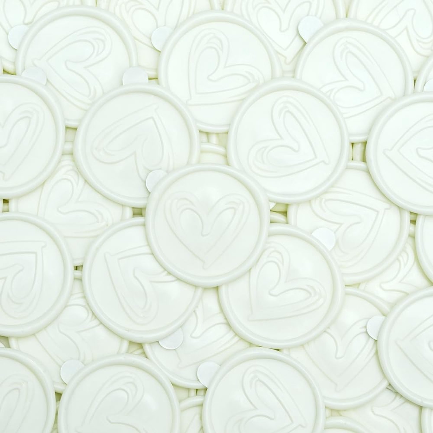 SnelShoppen - 50pcs Waskralen Zelfklevend Hartvormige Stempels voor Trouwen, Uitnodigingen, Enveloppen, Cadeaus, Scrapbooking - Wit