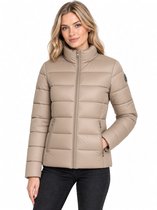 Blue Flame Merk Dames Gewatteerde Tussenjas– Goud – 100% Polyamide – Pufferjas met Hoge Kraag en Ritszakken Maat 38