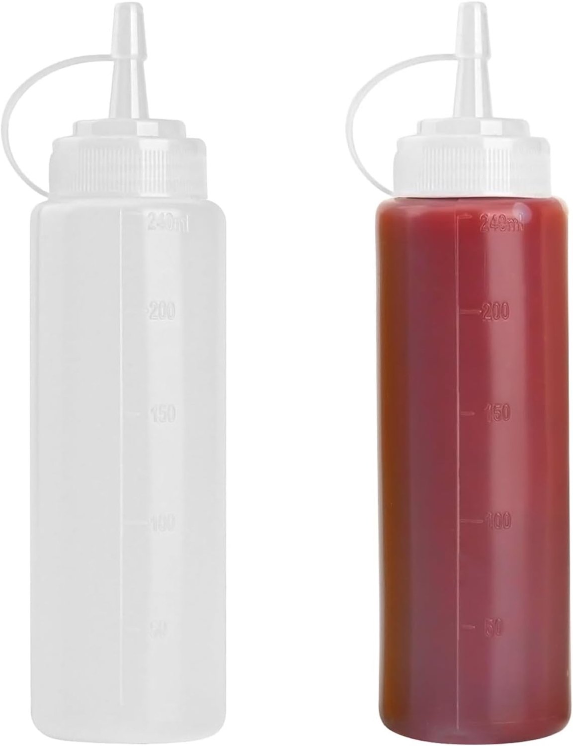 SnelShoppen - Squeeze Fles met Dispenser 250 ml - 2 Stuks - Kunststof Keukenfles voor Dressings, Sauzen, Ketchup, Mosterd en Kunstschilderen - BPA Vri