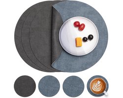 Myir JUN Leather Placemat Round and Coasters,Table Mats Waterproof Wipeable Double Sided Place Mats Coffee Mats - ShopVlot
