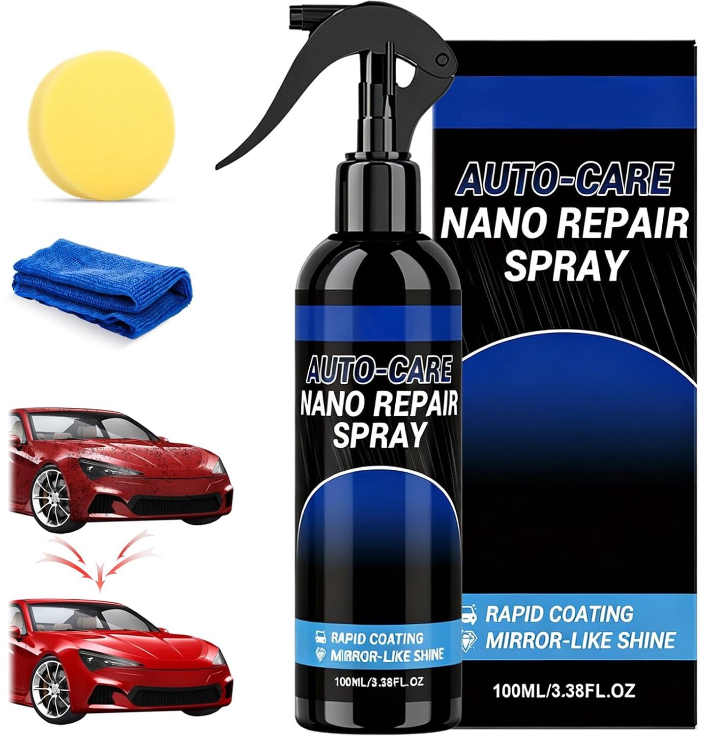 Car Scratch Remover Set, Quick Effect Coating Spray, Deep Scratches Paint Polishing, Nano Paint Seal, Gloss - ShopVlot