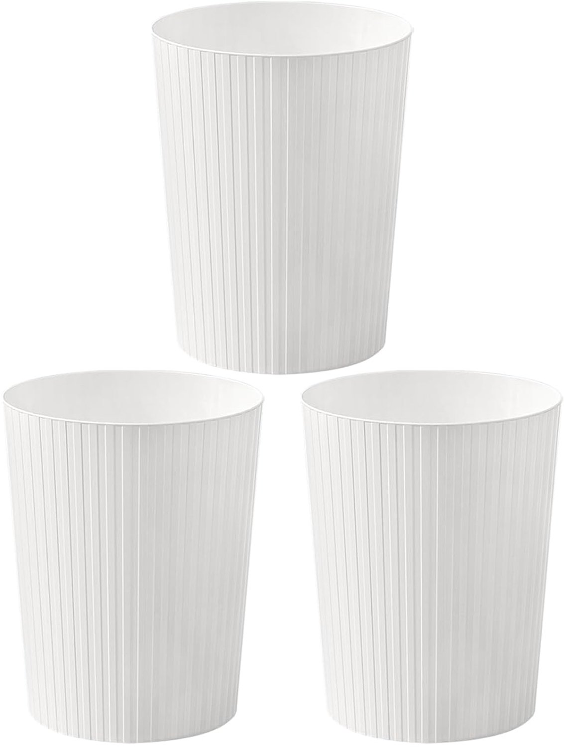 SnelShoppen - 7.2L 3 Set - Afvalemmer, Prullenbak, Papierbak, Vuilnisbak voor Badkamers, Keuken, Thuiswerkplekken, Witte Plastic Afvalbakken