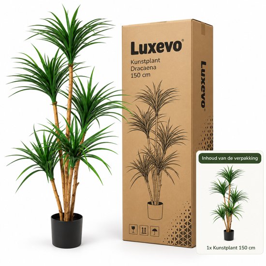 Luxevo Kunstplant Dracaena 150 cm – Realistische Yucca Kunstboom – Verstelbare Bladeren