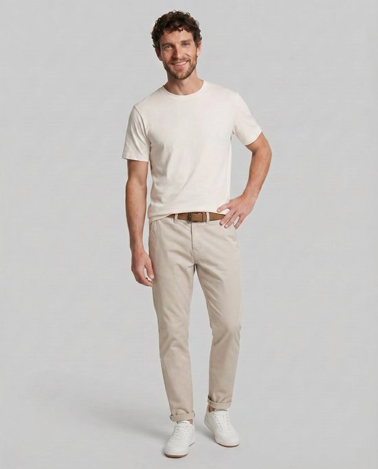 Tom Tailor Denim - Slim-fit chino met riem - Maat 29/34 - cloud grey