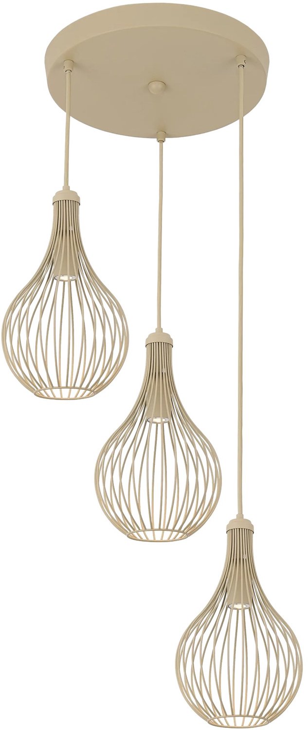 GITA ronde hanglamp in beige, geschikt voor 3x GU10 (excl. lichtbron), Deco-collectie