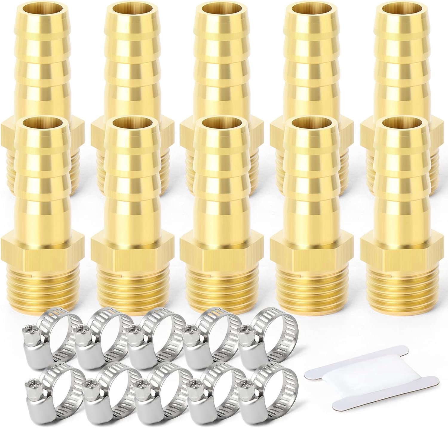 10pcs 10mm OD Barb To 1/4" Male BSP Connectors, Brass Hose Connector Compression Fittings - ShopVlot