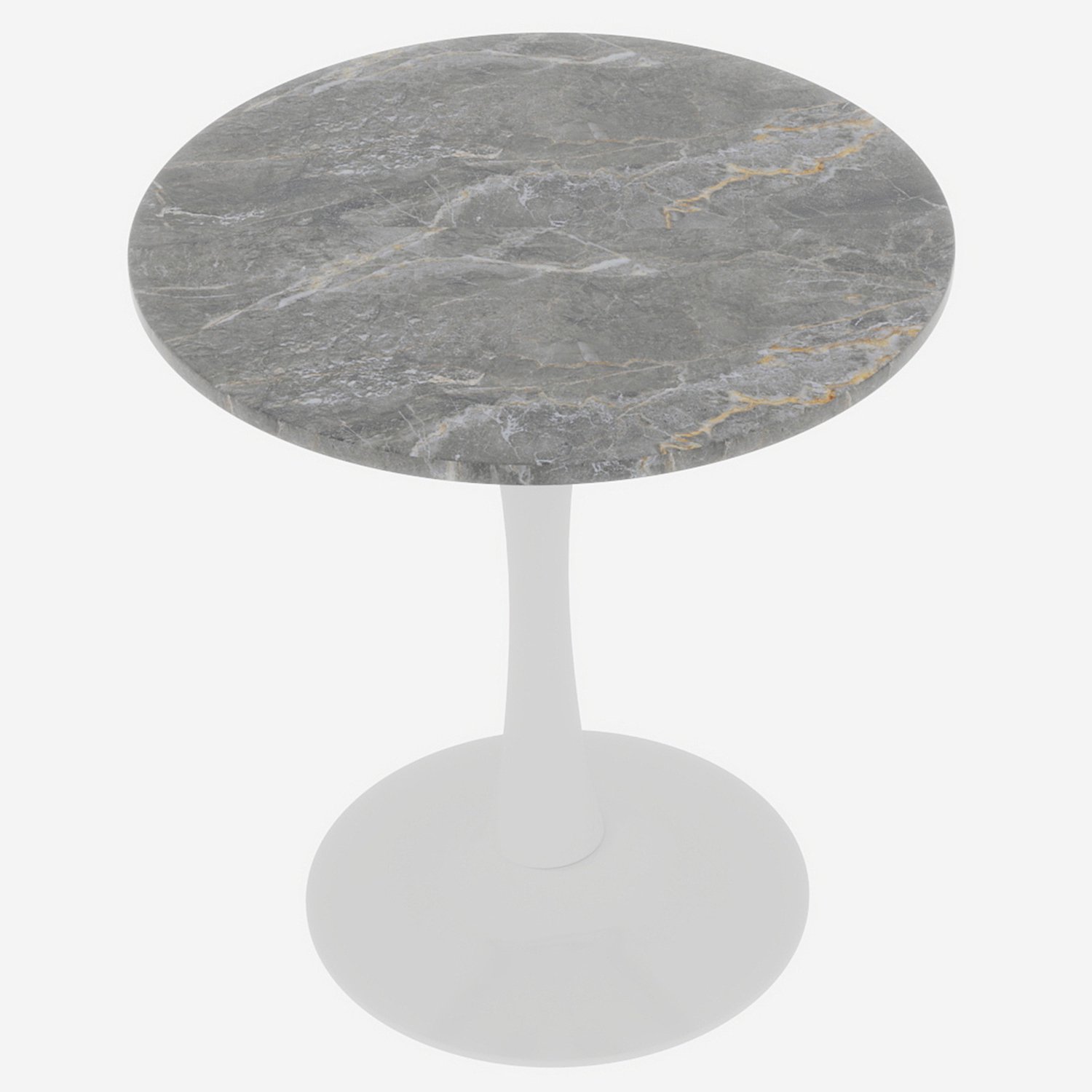 SONNENH Ronde eettafel - Kunstmarmer blad en wit onderstel - Ø 70 cm - 72 cm hoog