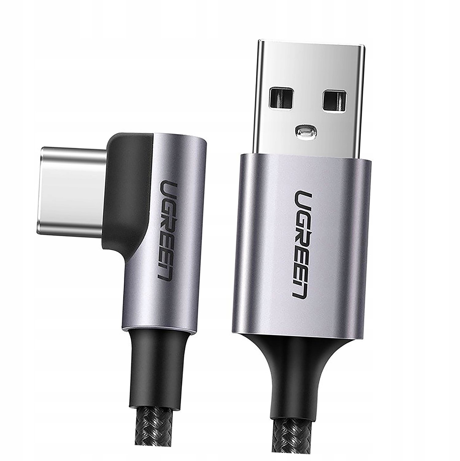 Ugreen US284 USB-A naar USB-C Hoek Kabel 3A 1m Grijs