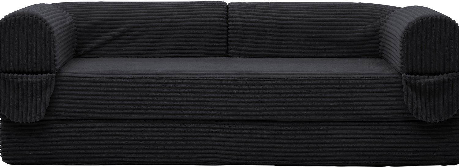 SONNENH 2-zits slaapbank met uitklapbare zitdelen - Corduroy - 190 cm - Zwart