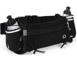 Hardloopriem met Drinkfles 19,3 x 3,9 inch - Neopreen - 2 Vakjes en Hoofdtelefoon Interface - Ideaal voor Outdoor Sporten - Vemera