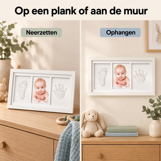 Vicon Premium Baby Fotolijst met Gipsafdruk Voet en Hand - Klei Afdruk Baby - 33 x 20 cm - Kraamcadeau Jongen/Meisje - Babyshower - Kraampakket van Vicon — afbeelding 5
