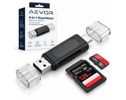 AEVOR® SD Kaart Lezer - Geschikt voor iPhone en Samsung - Micro Kaartlezer SD Kaart - Inclusief USB A & USB C Adapter - Cardreaders - Geheugenkaartlezer