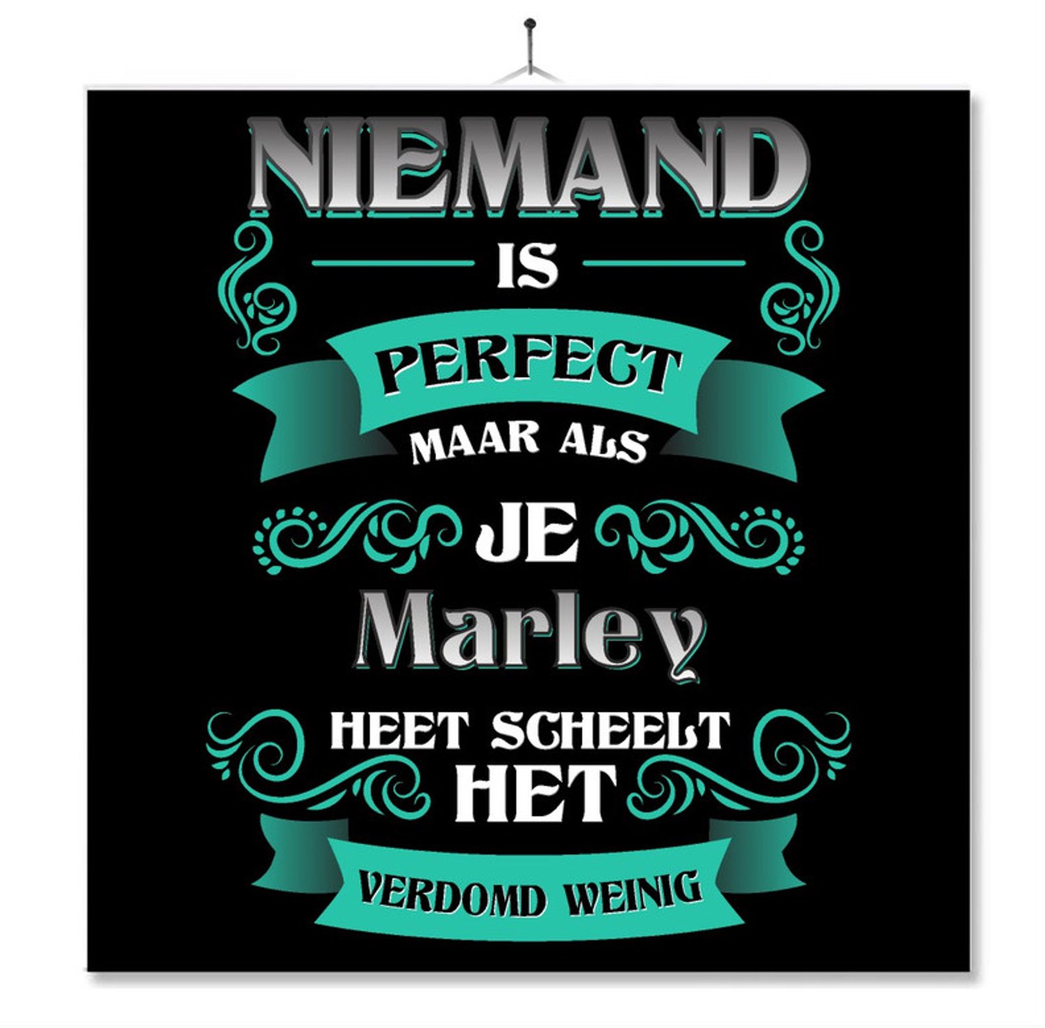 MC Living Tegel Met Opdruk | Kado | Cadeau | Niemand Is Perfect Maar Als Je Marley Heet Scheelt Het Verdomd Weinig Multi-Color