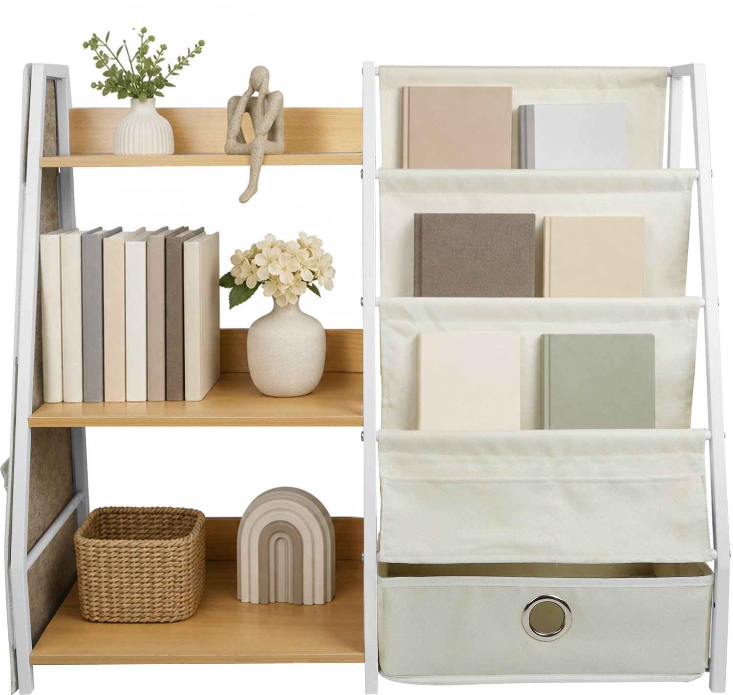 PIPIPOXER Boekenkast Kind - Kinderboekenkast - 75 × 30 × 75 cm - Boekenrek Kind Staand - Houtkleur