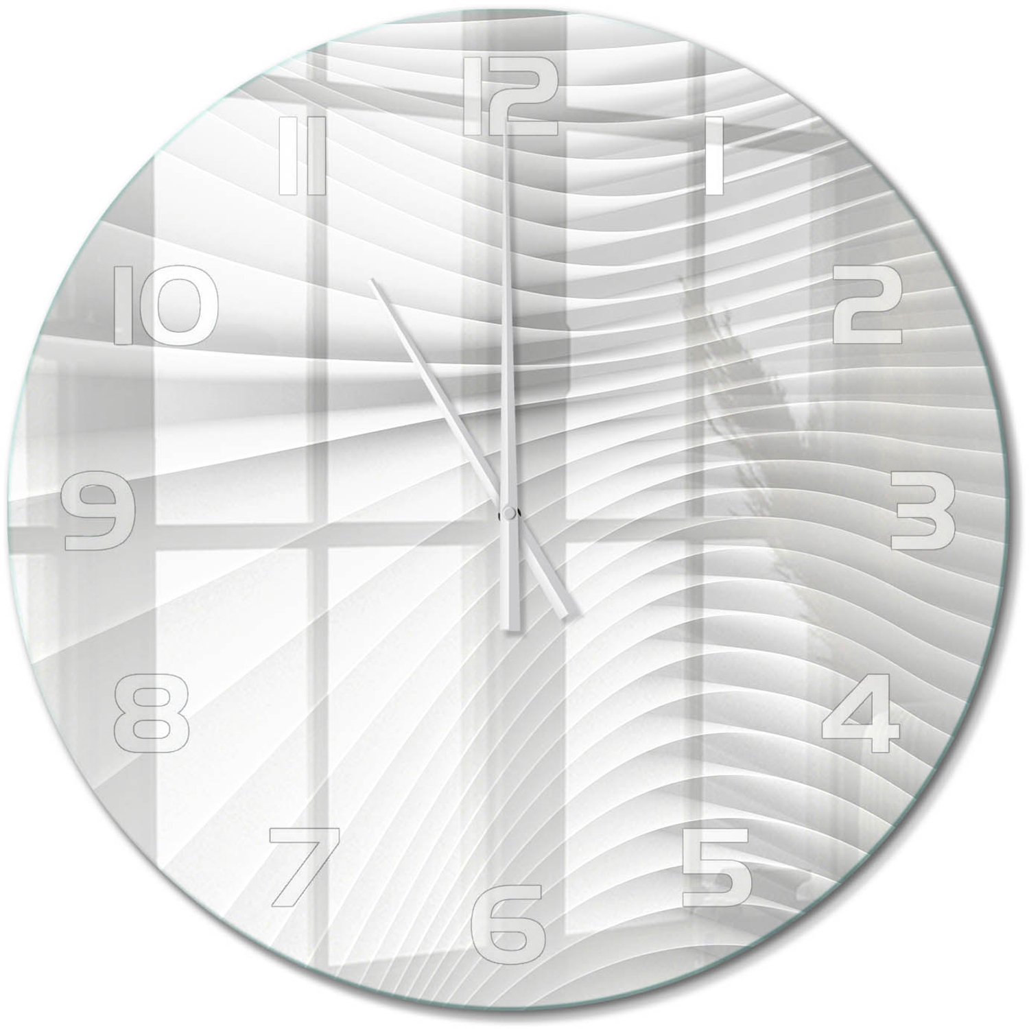 TULUP Wandklok - Lijnen van abstractie Glazen Klok Met Print - fi60 cm - Wit Wandklok Glas Met Motief - Witte handen - Ronde Klok - Wandklok Glas Decoratie - Gekleurde Glazen Klok