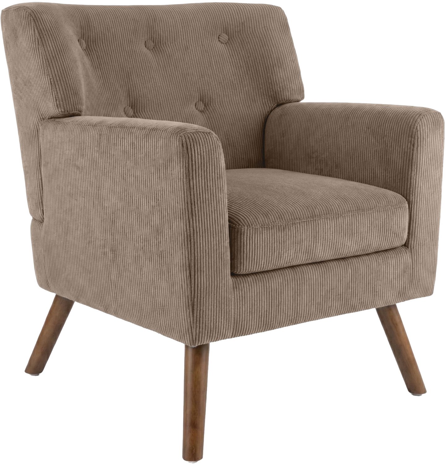 CLP Kioni Fauteuil - met armleuning - volwassen - relax - landelijk - stoelpoten van hout - ribstof - corduroy - taupe