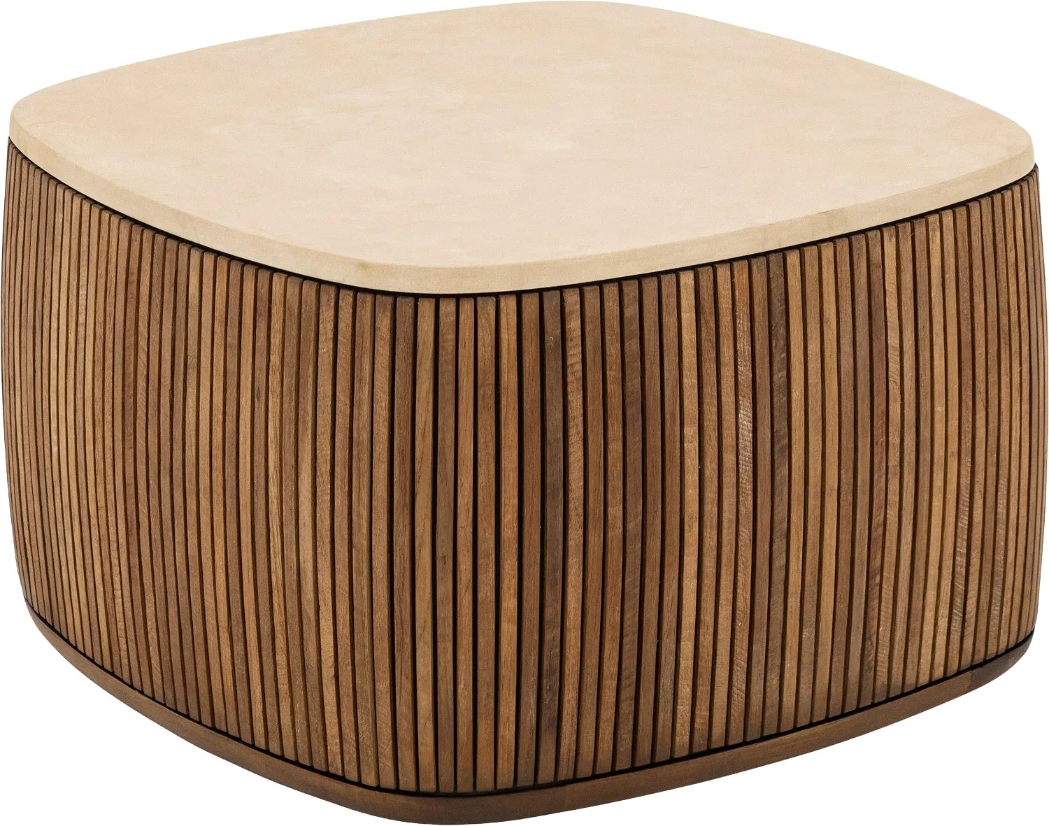 Goossens Salontafel Nova - 60 x 35 x 60 - mortex - beige - vierkant light sand
