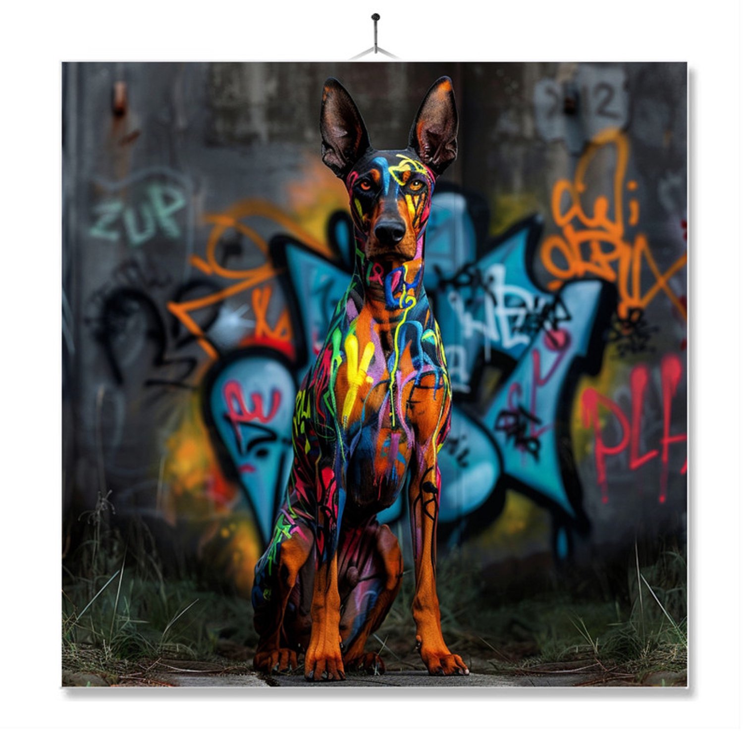 MC Living Tegel Met Opdruk | Geschenk | Dier | Graffiti | Dobermann Ontwerp 2