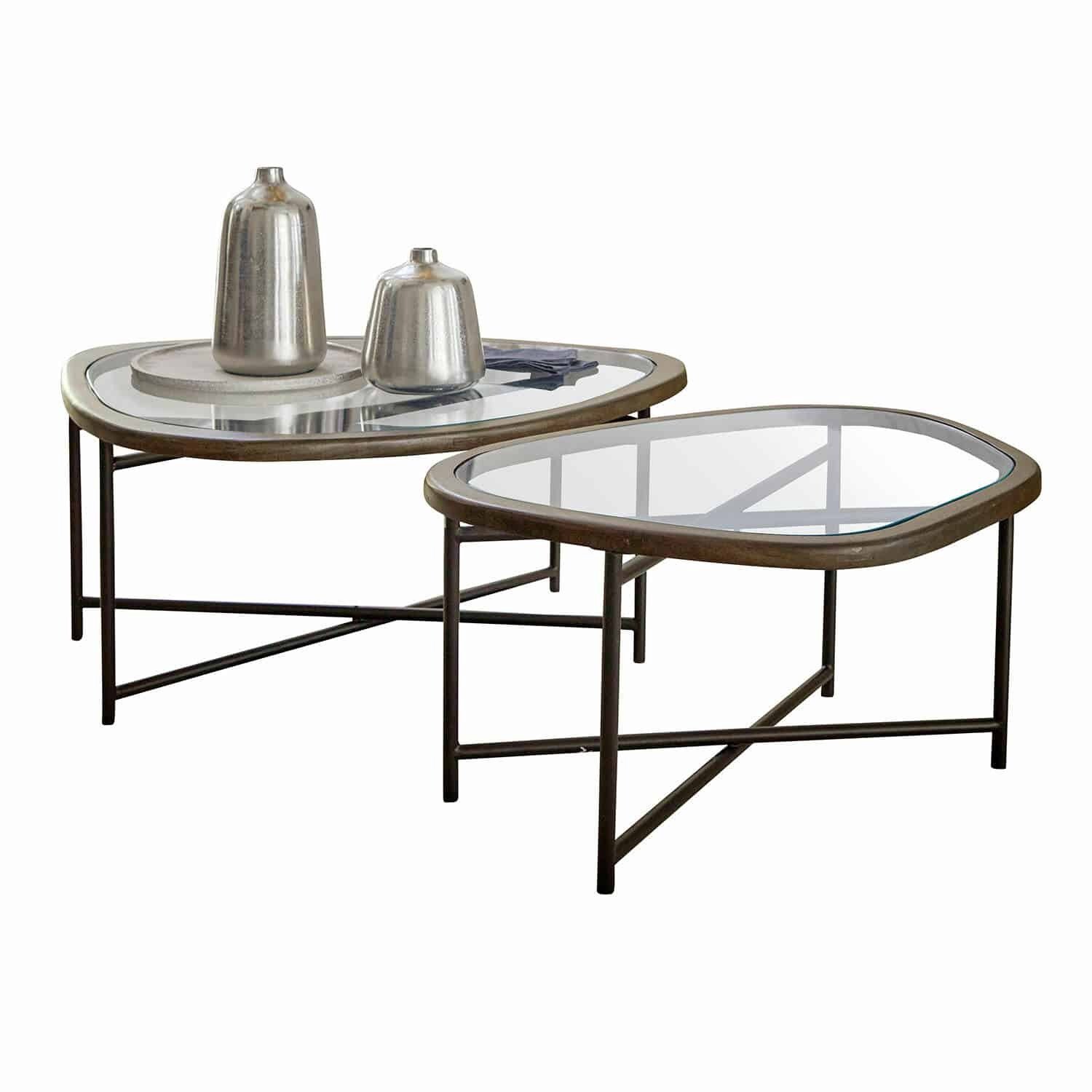 Loberon Salontafel set van 2 Kembria donkerbruin/zwart
