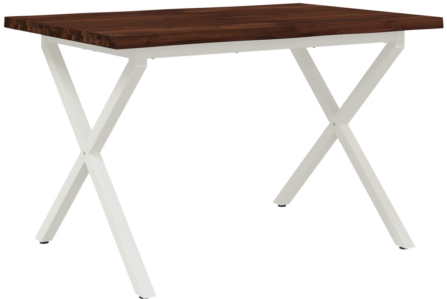 vidaXL Eettafel - met - levendige - rand - 110 - x - 55 - x - 75 - cm Donkerbruin en Wit