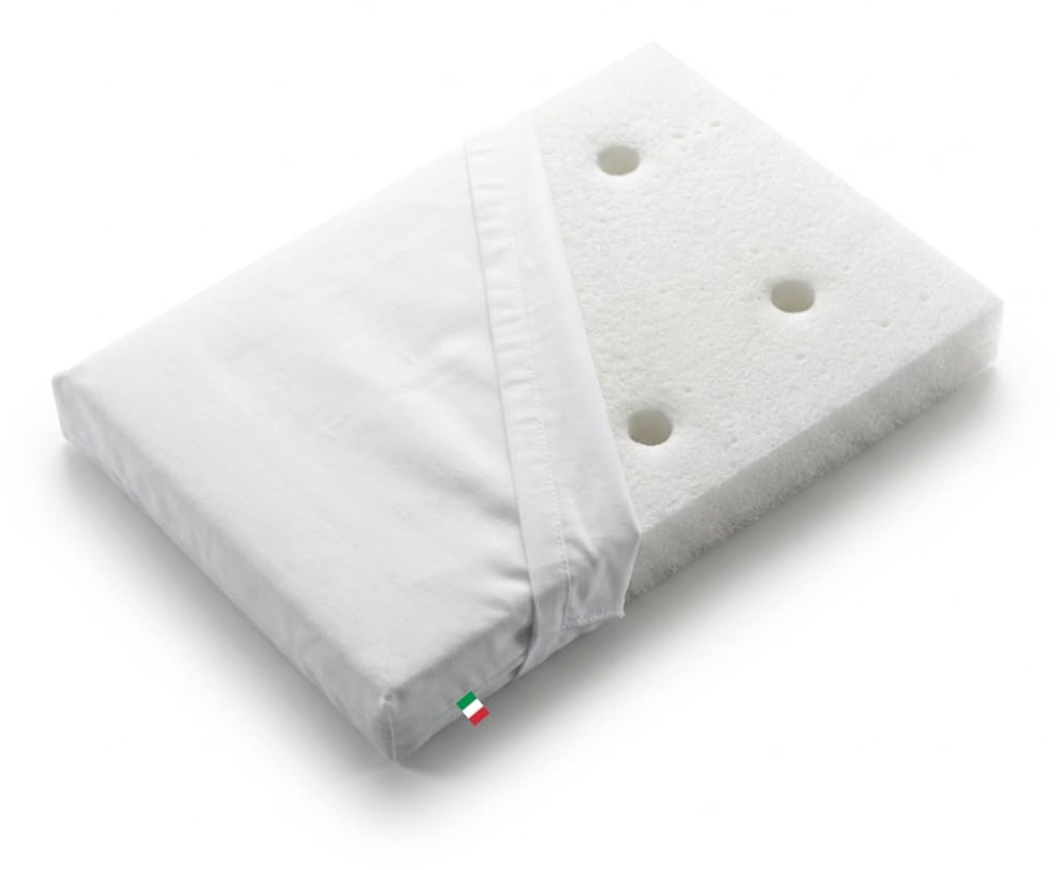 Baby Kussen Geheugenschuim 24x34 cm - Ademend - Afneembare Katoenen Overtrek - Veilig voor Pasgeborenen - Comfortabel - Gemaakt in Italië - Geheugenkussen
