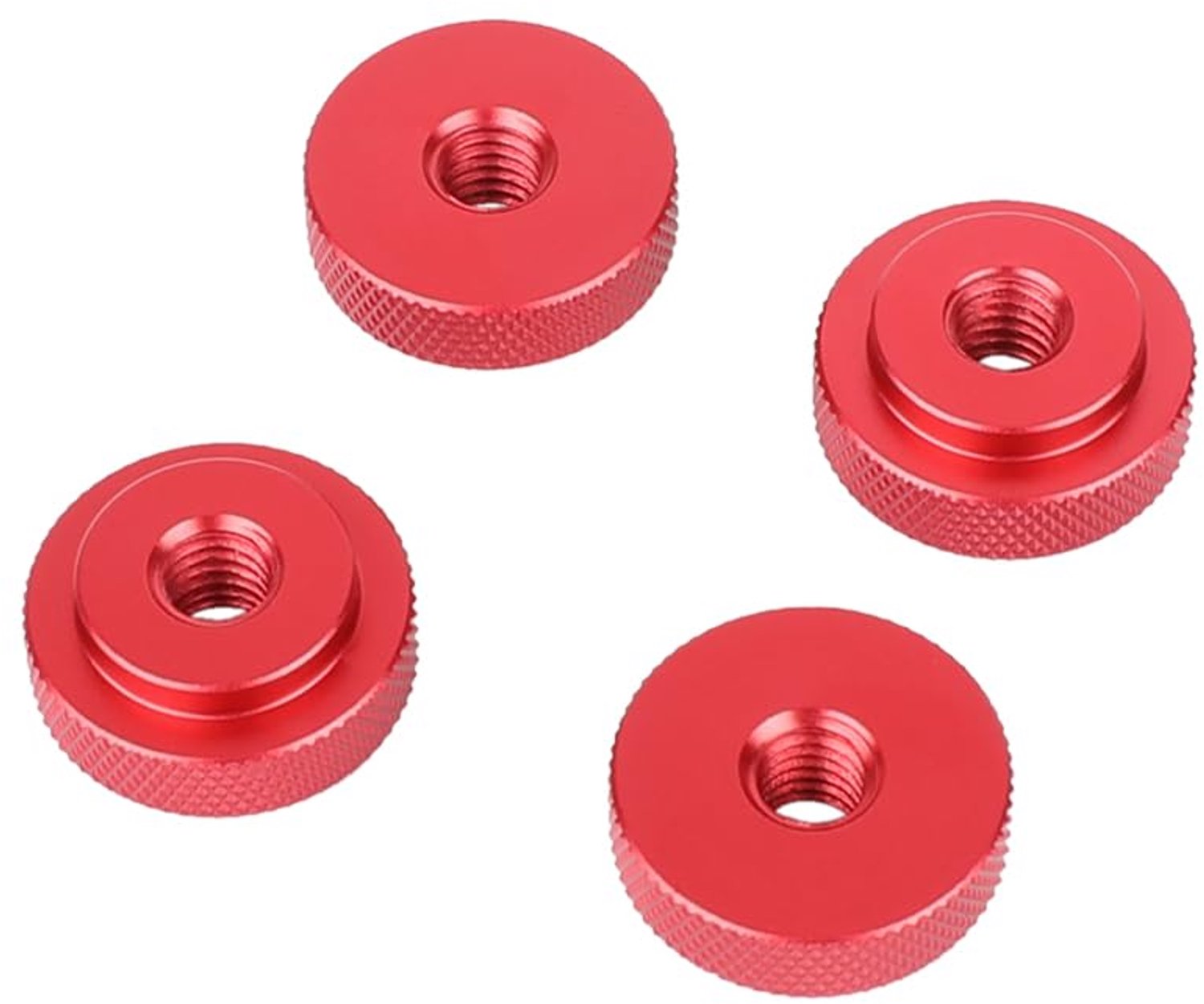 Binnendraad Borgmoer Adapter met Kartelwiel, 4 Stuks Rood