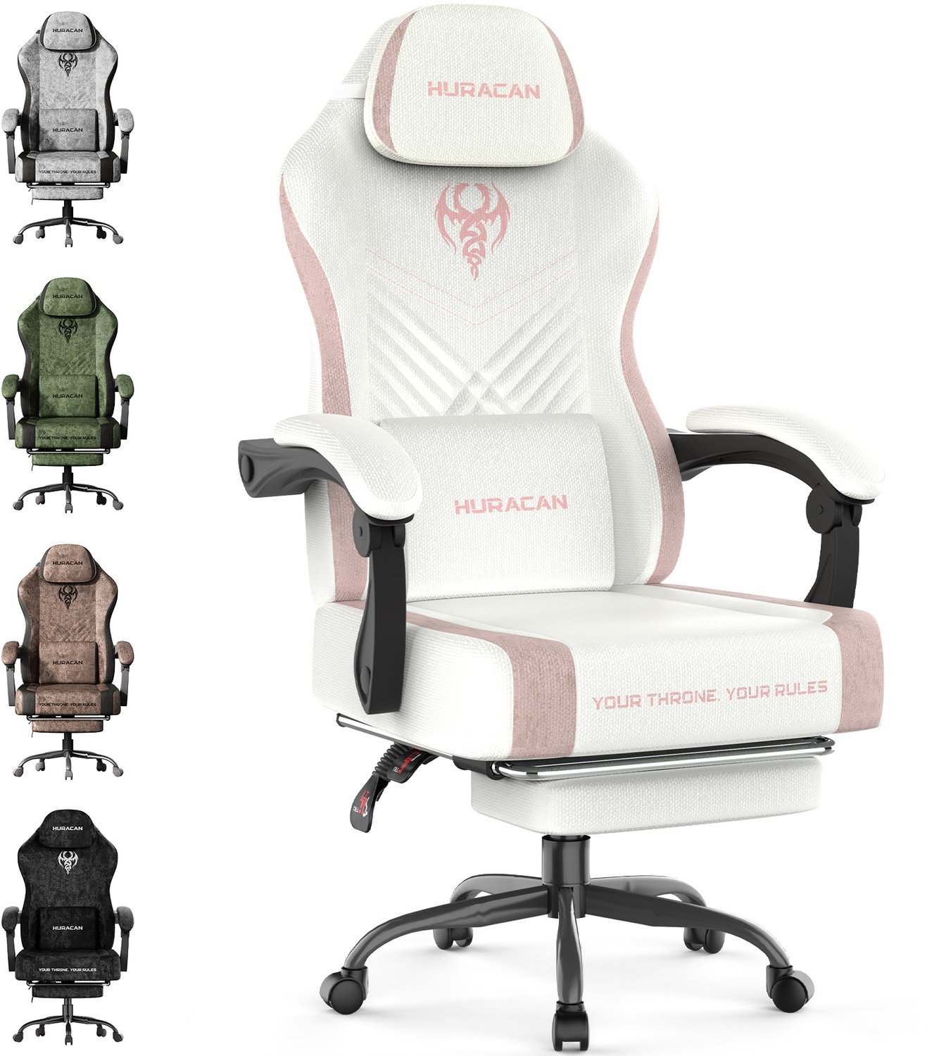Soontrans Gamingstoel Wit - Ergonomische Bureaustoel en PC Stoel - Verstelbare Rugleuning 90°-135° - Hoofdsteun - Lendenkussen - Uitschuifbare Voetensteun - Verstelbare Zithoogte
