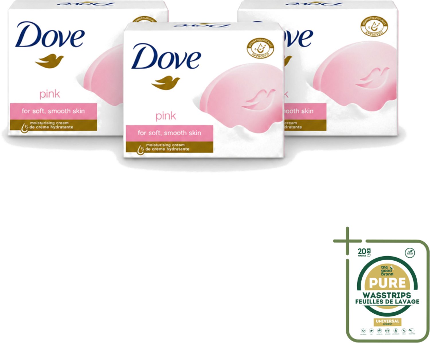 3 x Dove - Zeep - Pink - Hydraterend - 90 g - Wasstrips - Zeep - Hydraterende Zeep - Roze Zeep - Crème Zeep - Droge Huid