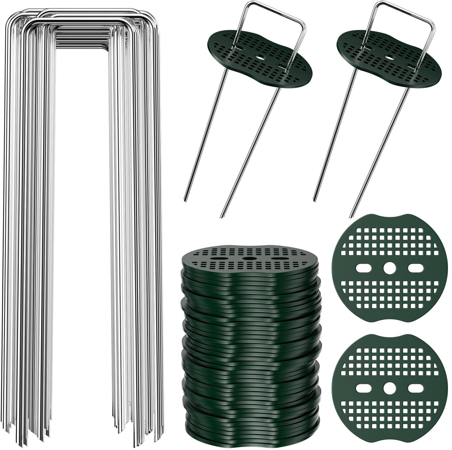 Set van 50 U-Pegs met 20 Wasjes - Voor Tuin en Kunstgras