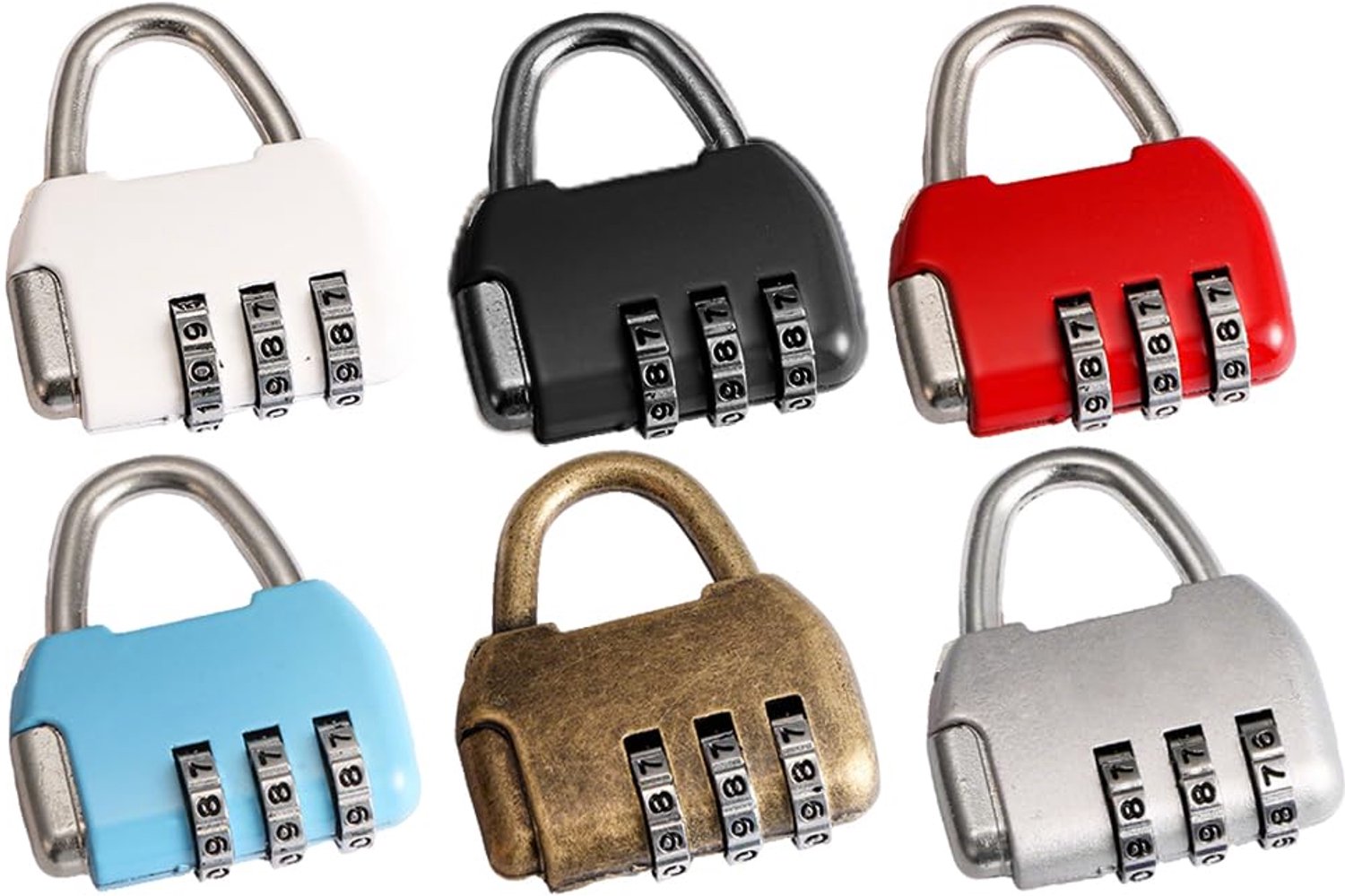Set van 6 Vintage Mini Hangsloten met Combinatie