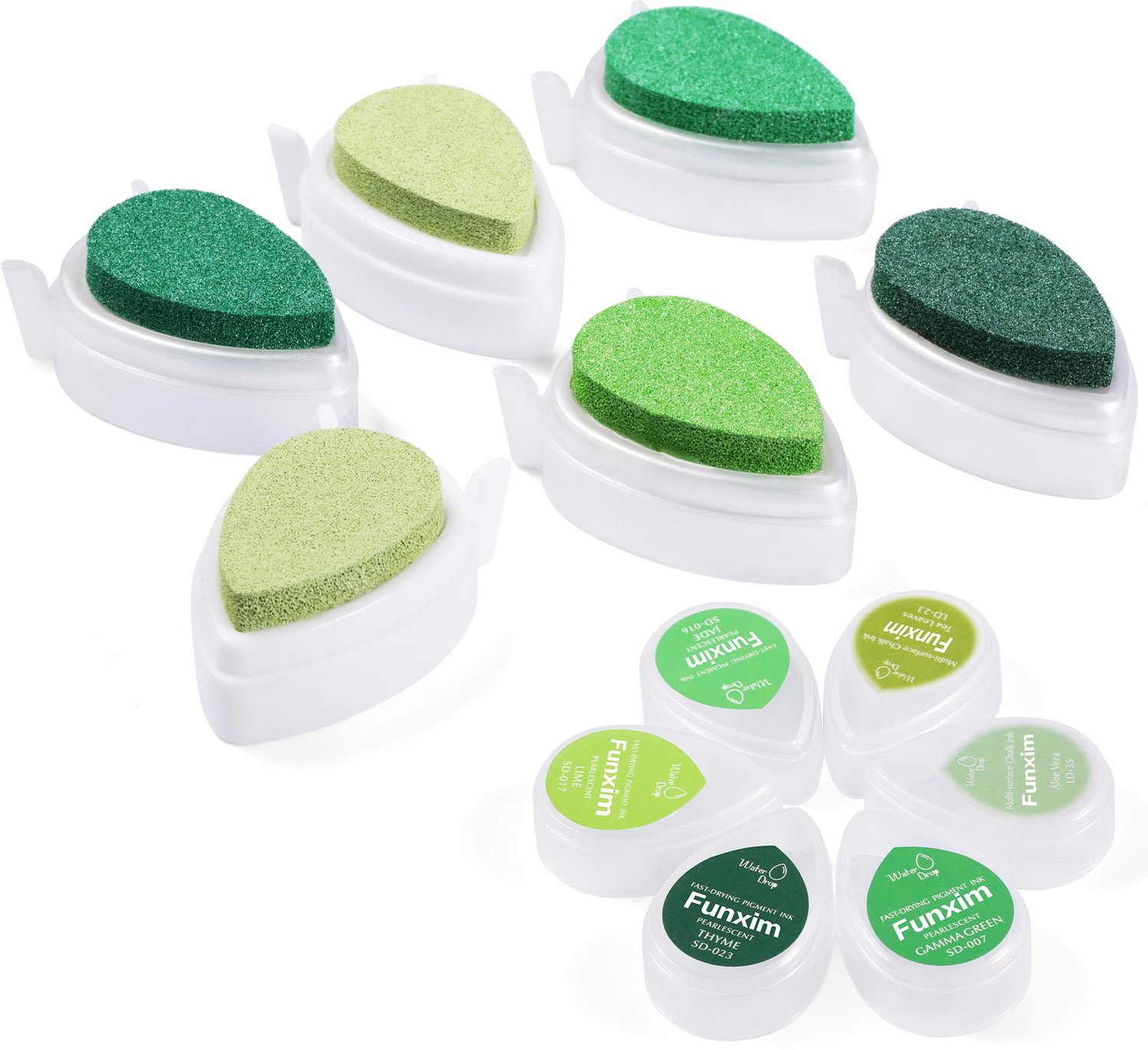 Set van 6 Inktkussens - Groene Vingerafdrukken voor Creatief Ontwerpen