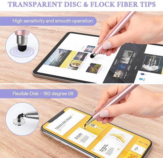 Styluspen 6-pack - 2-in-1 Styluspen - Universele Touchscreen Pen - Geschikt voor Tablets/Smartphones - Hoogwaardig Materiaal - Krassen Bescherming - Touchscreenpen — afbeelding 4