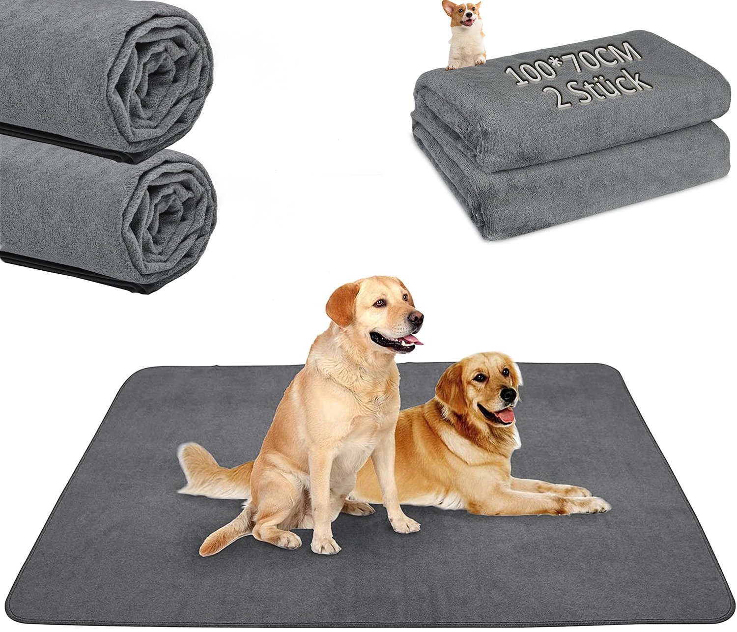 Set van 2 Herbruikbare Puppy Matten 100 x 70 cm