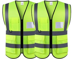 Set van 2 Reflecterende Veiligheidsvesten voor Hoog Zichtbaarheid