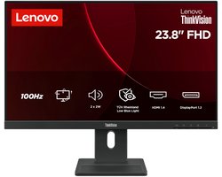 Lenovo ThinkVision E24-40 - 24 inch Full HD Ergonomische Monitor - 100hz - IPS - Verstelbaar - Speakers - HDMI-DP-VGA