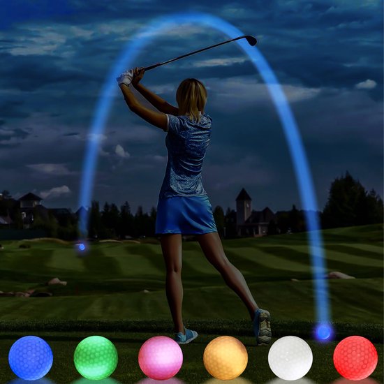 Set van 6 Lichtgevende Golfballen voor Nachttraining — afbeelding 3