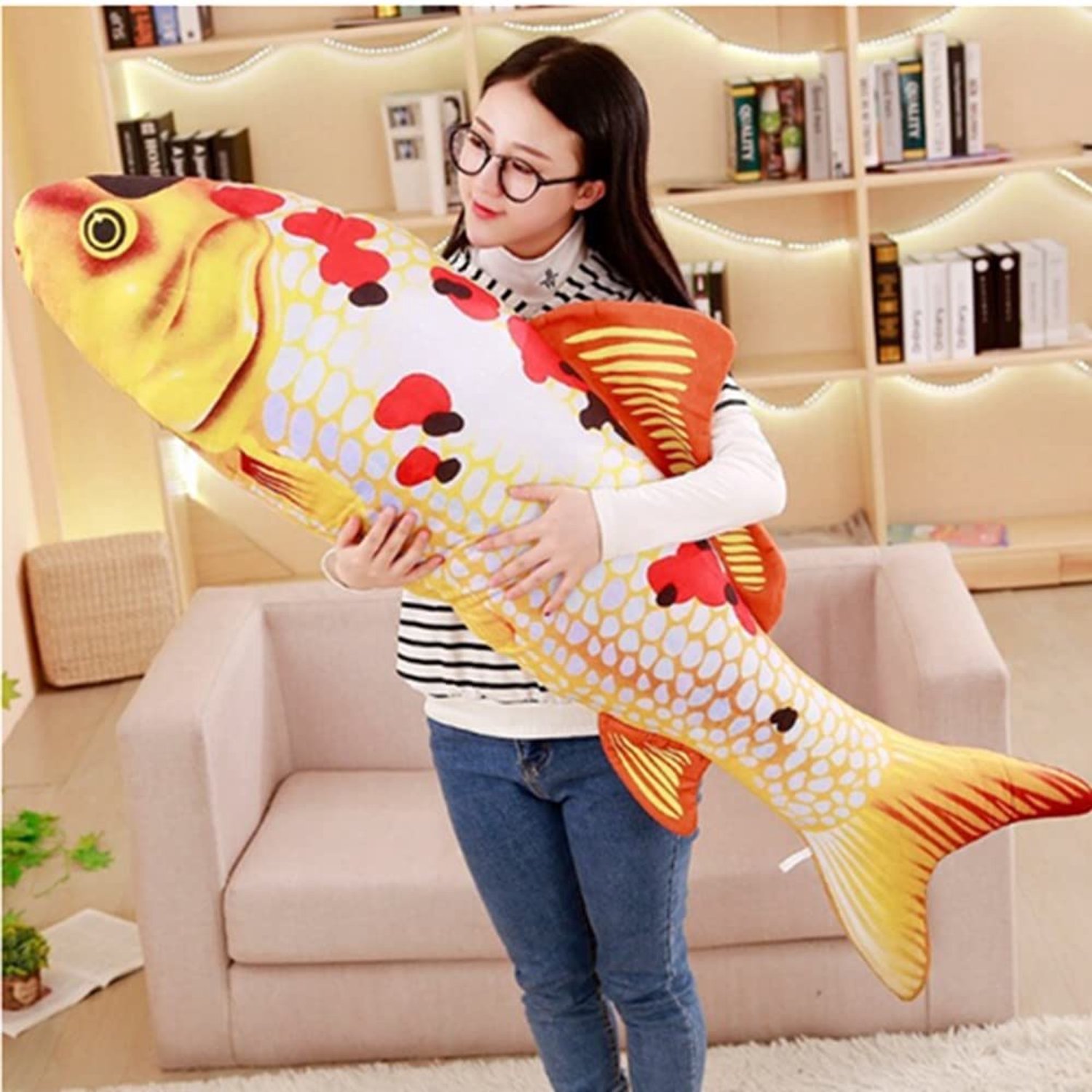 Zacht Vissen Kussen 90 cm - Karper Pluche Kussen Knuffel voor Decoratie