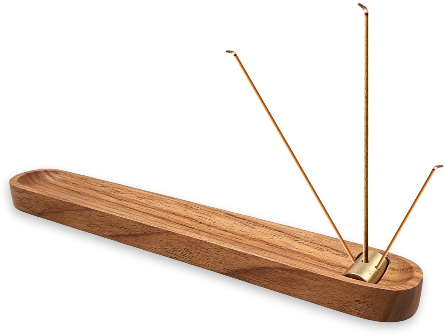 Wierookstokjeshouder van Hout met Asopvangschaal
