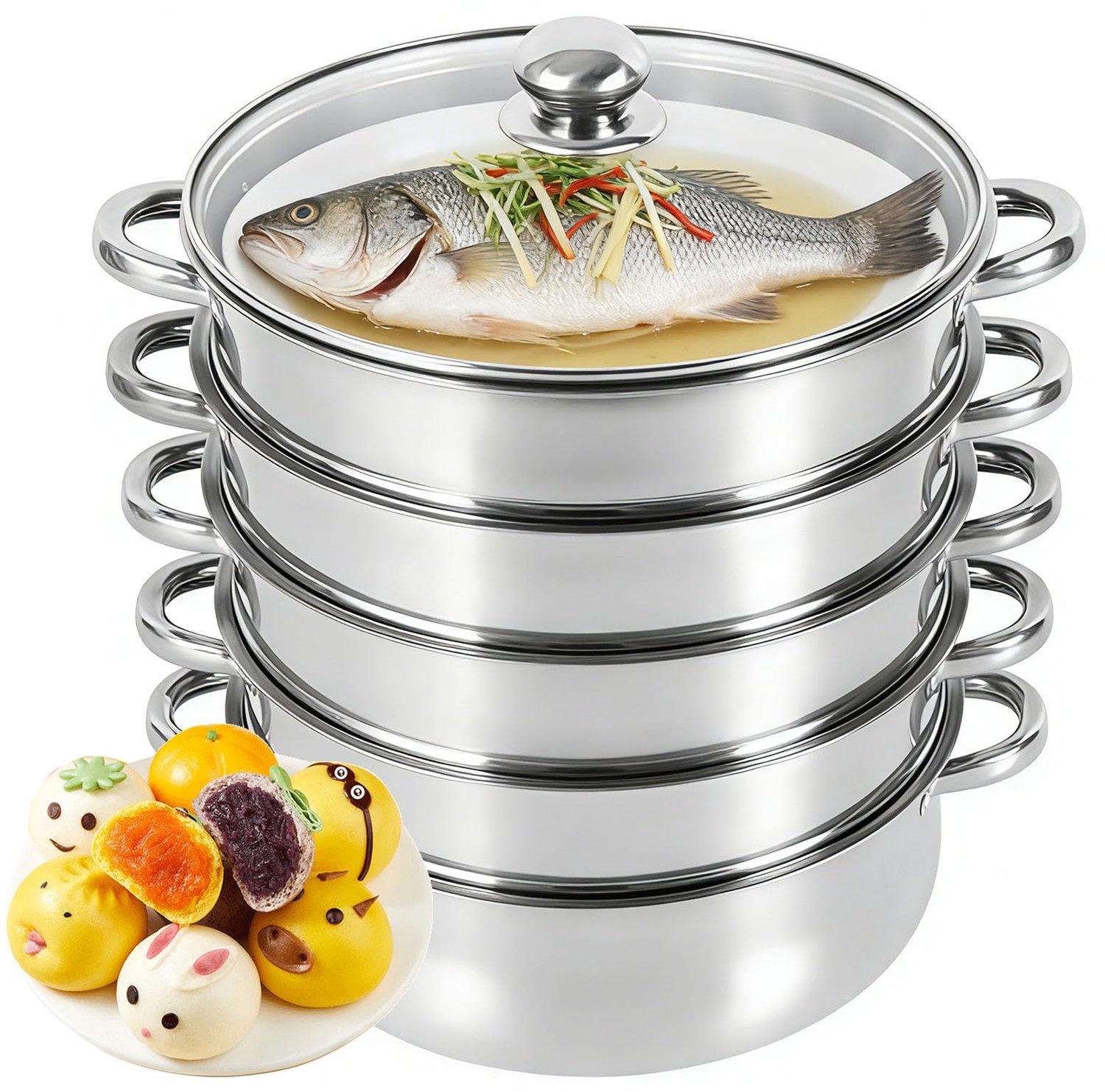 RVS Stoompan met Glazen Deksel voor Gezond Koken