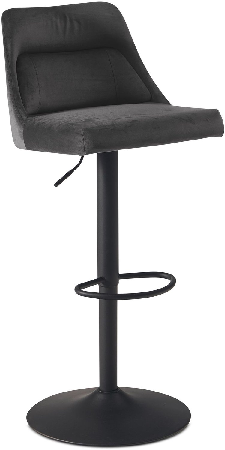 Cosmo Casa Barkruk - Grijs fluweel - Verstelbaar - Zithoogte 84 cm