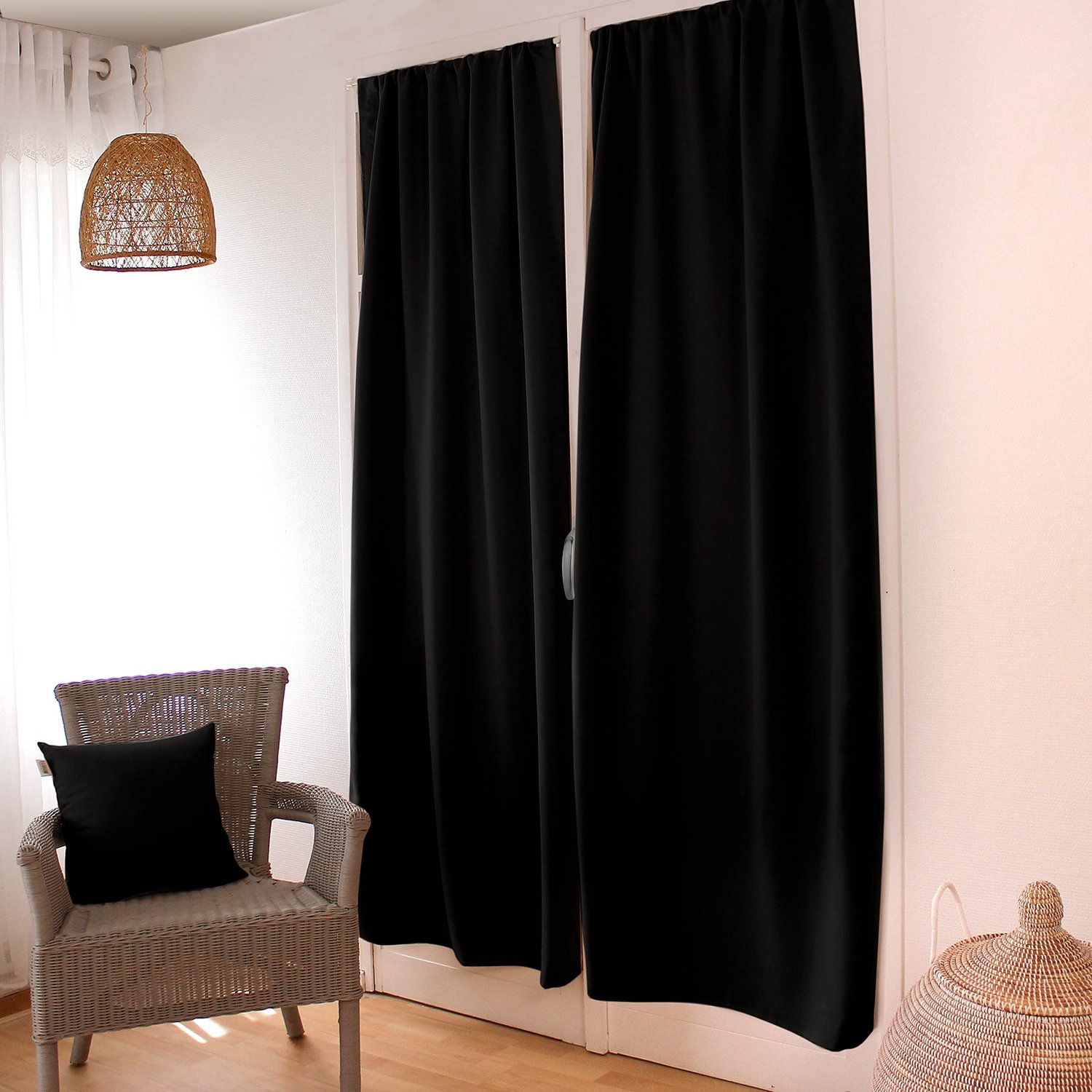 Blackout Gordijn - Rod Entry, 90 x 210 cm, Zwart, Oeko-Tex