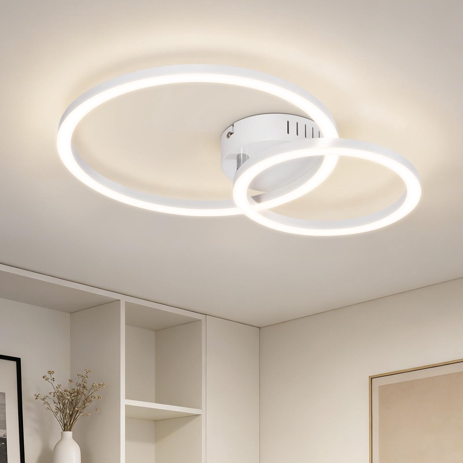 Plafondlamp 23W 3100LM - Ronde Plafondlamp - Neutraal Wit 4000K - Modern Dubbelringdesign - Oogvriendelijk - Ideaal voor Woonkamer/Slaapkamer/Keuken - Plafondverlichting