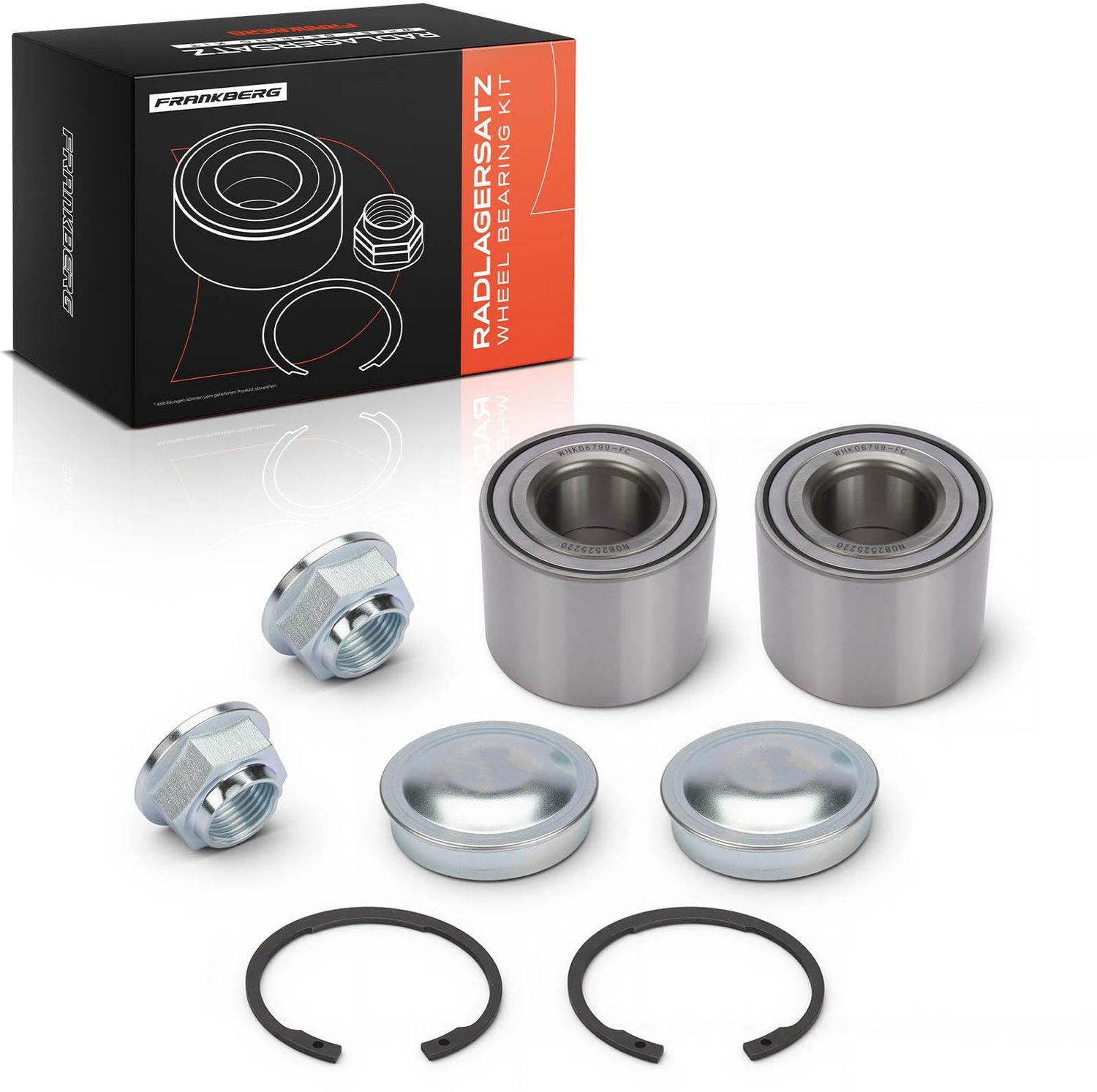 2 x Achter Wiellagerset voor Scooter - Inclusief Moer en Borgring