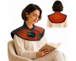 Draadloos Infrarood Warmtekussen Nek en Schouder - verwarmer – 4 Temperatuurstanden - Schouder warmtekussen – Mobiel & Flexibel in gebruik - elektrisch nek- en schouderkussen - warmtekussen - Nek en Schouders - Heating Pad - Verwarmde Sjaal