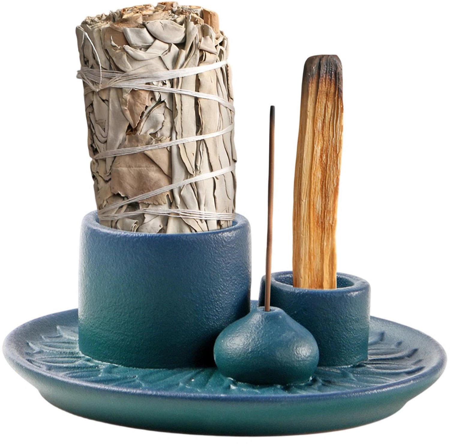 Blauwe Wierookbrander met Lotuspatroon voor Meditatie