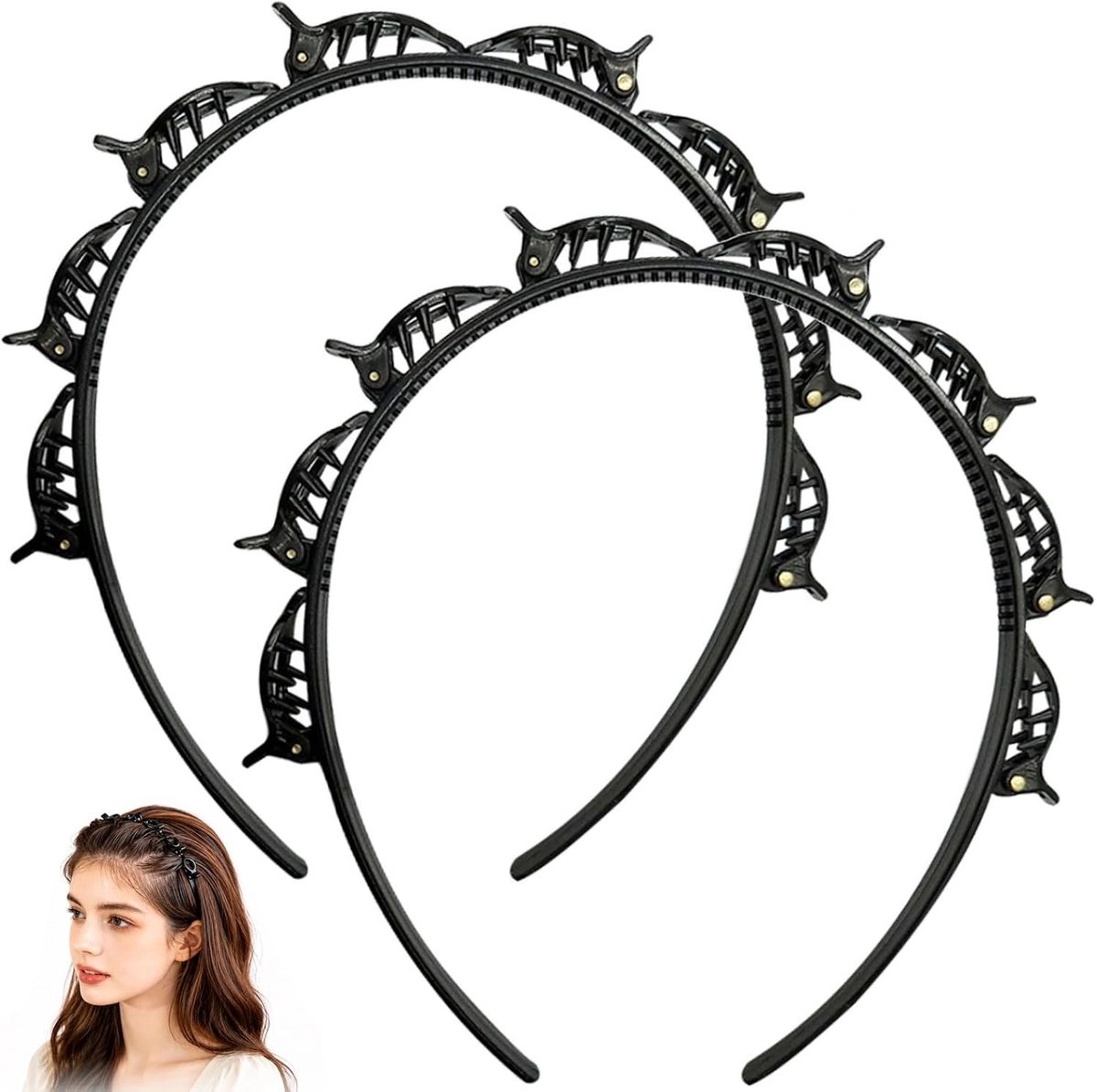 Haarspeld voor Bangs Hairstyle, 2 stuks, haarband met klemmen voor een stijlvolle look en perfecte grip